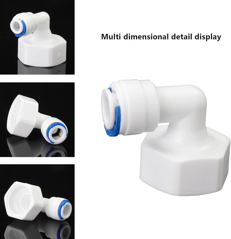 AimatRun 3/4 "internal thread elbow 1/4" outer diameter push in quick connect, reverse osmosis water filter hose double joint, pre purifier, water purifier, water pipe kit, FNPT internal thread plastic adapter - Image 4